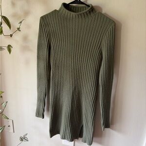 Wilfred Free Olive Green Mini Sweater Dress